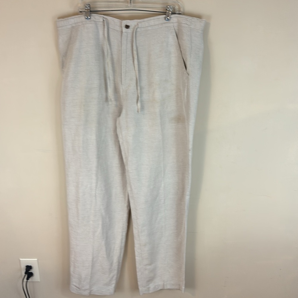 Cubavera Light Tan Linen Blend Pants Size Large (36-38)